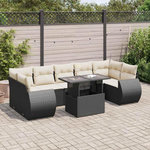 VIDAXL Salon de jardin 8 pcs avec coussins noir resine tressee