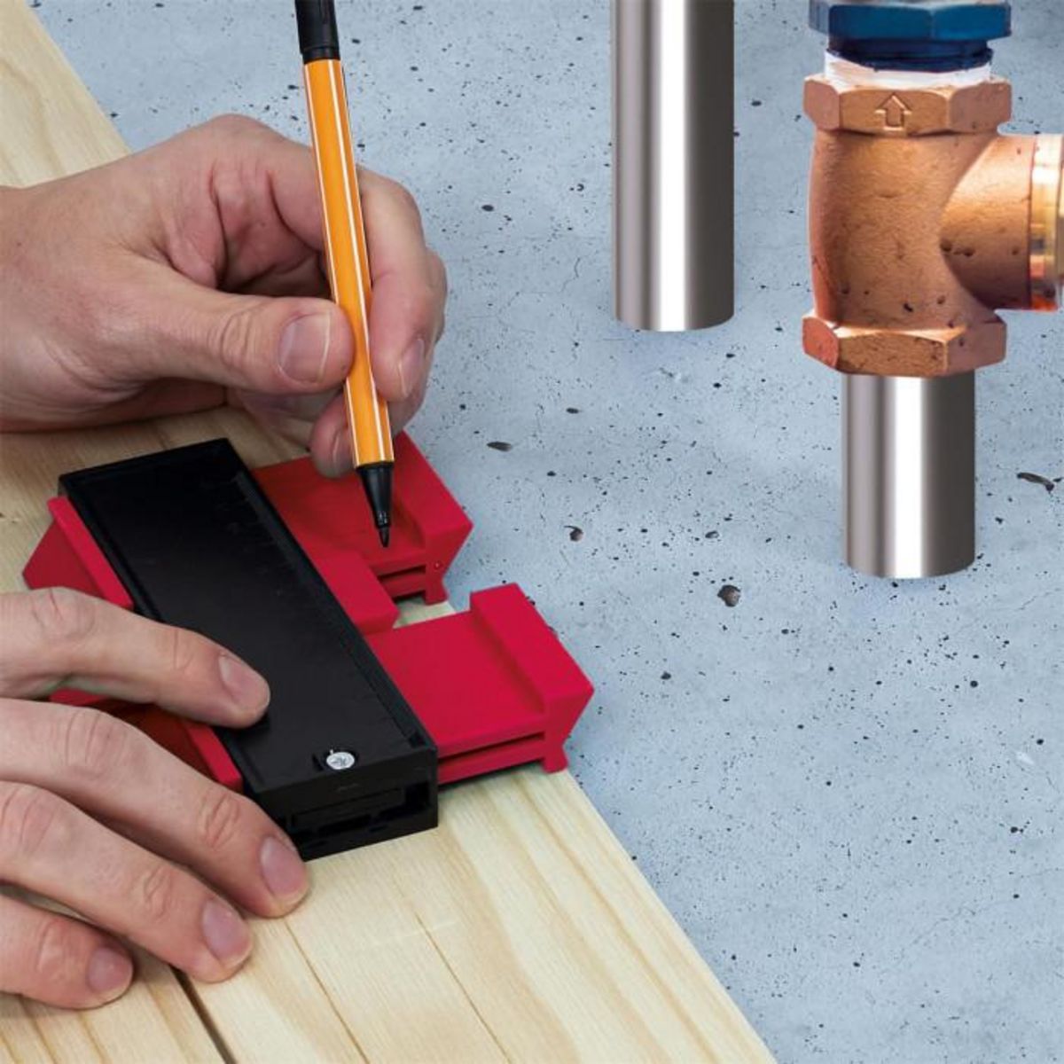 Paris Prix Copieur de Contour  Règle  14cm Noir & Rouge