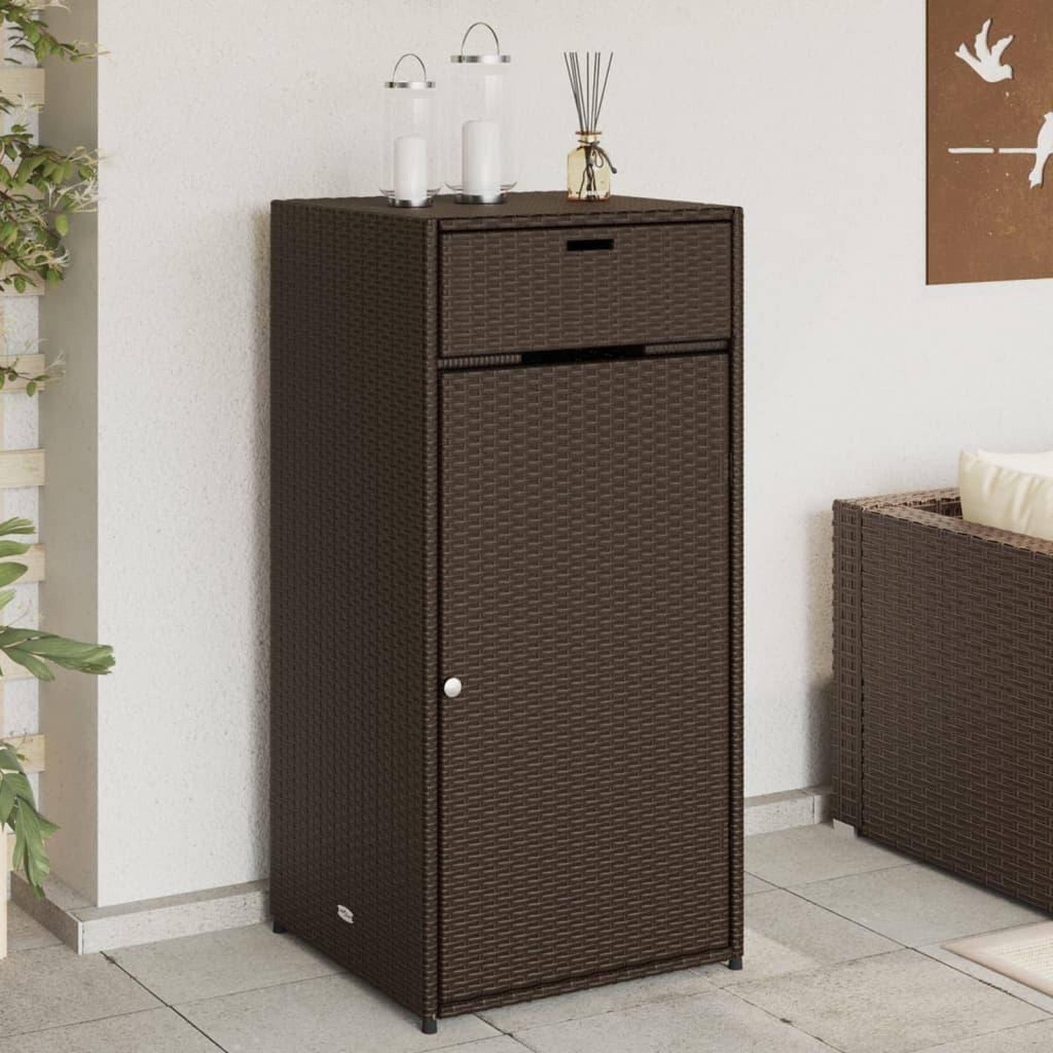 VIDAXL Armoire de rangement jardin marron 55x55x111 cm resine tressee