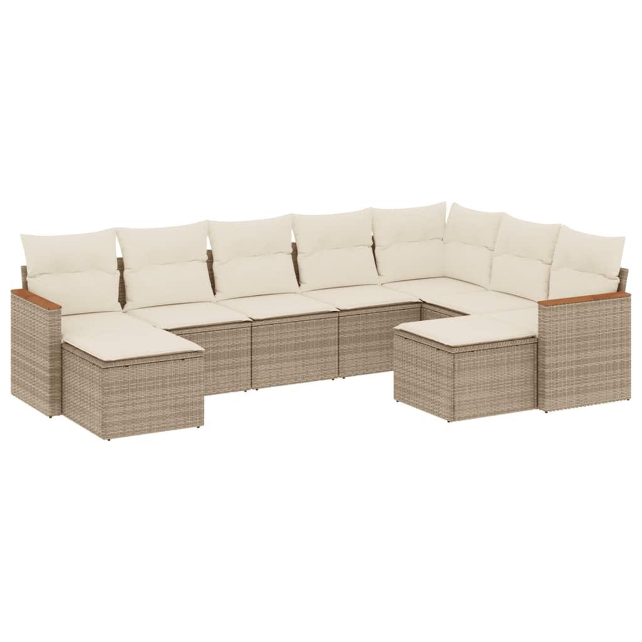 Voir la diapositive 2 : VIDAXL Salon de jardin avec coussins 9 pcs beige resine tressee