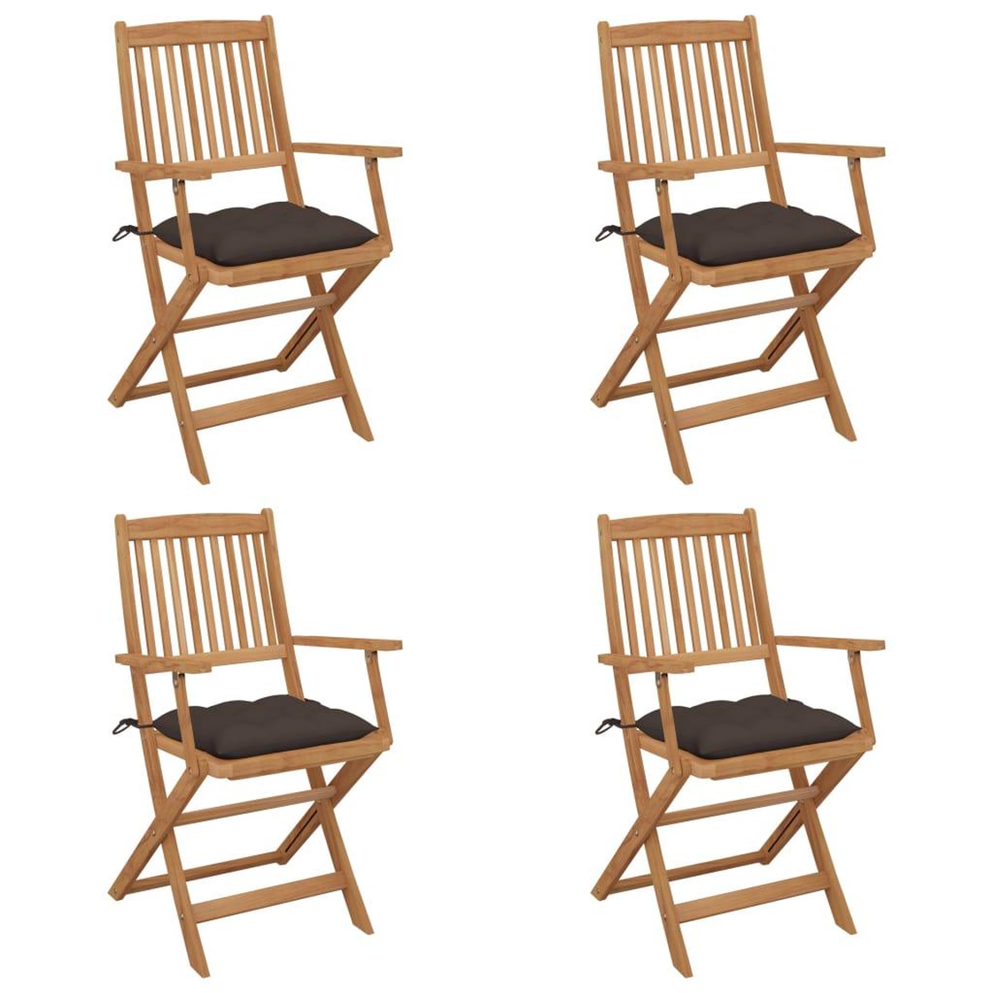 Voir la diapositive 1 : VIDAXL Chaises pliables de jardin lot de 4 avec coussins Bois d'acacia