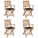 VIDAXL Chaises pliables de jardin lot de 4 avec coussins Bois d'acacia
