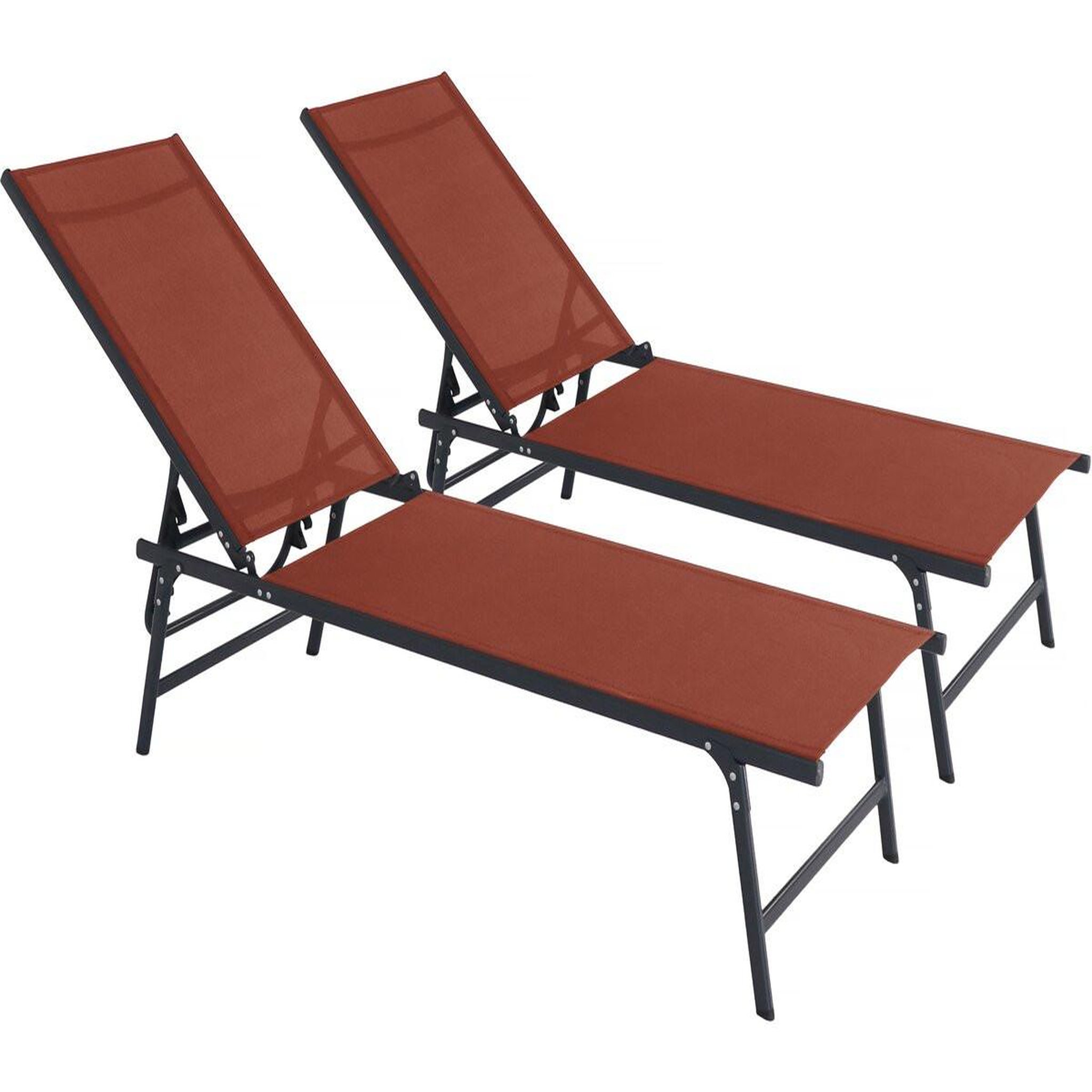 Habitat et Jardin Lot de 2 bains de soleil en métal  sublima  - 180 x 54 x 104 cm - terracotta
