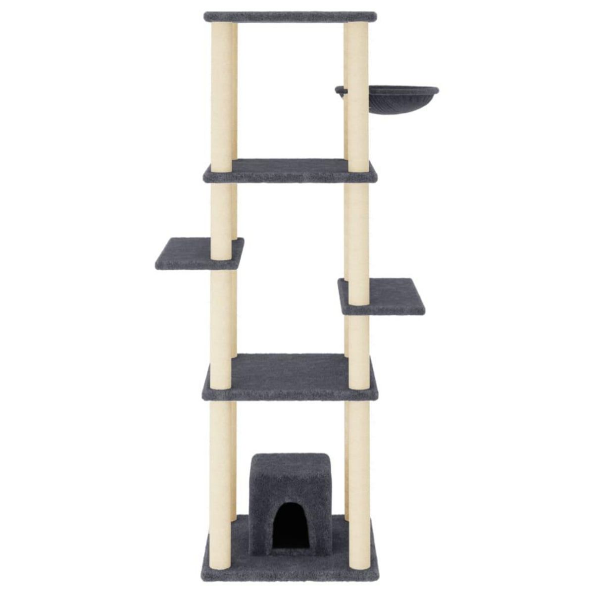 VIDAXL Arbre a chat avec griffoirs en sisal Gris fonce 154 cm