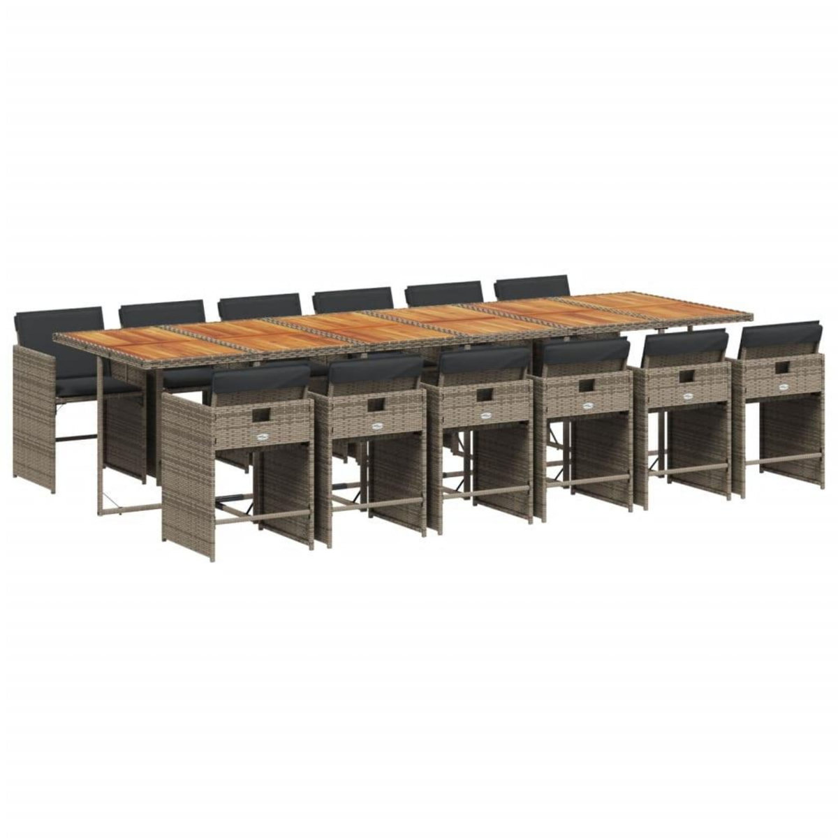 VIDAXL Ensemble a manger de jardin coussins 13 pcs gris resine tressee