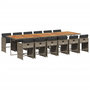 Voir la diapositive 2 : VIDAXL Ensemble a manger de jardin coussins 13 pcs gris resine tressee