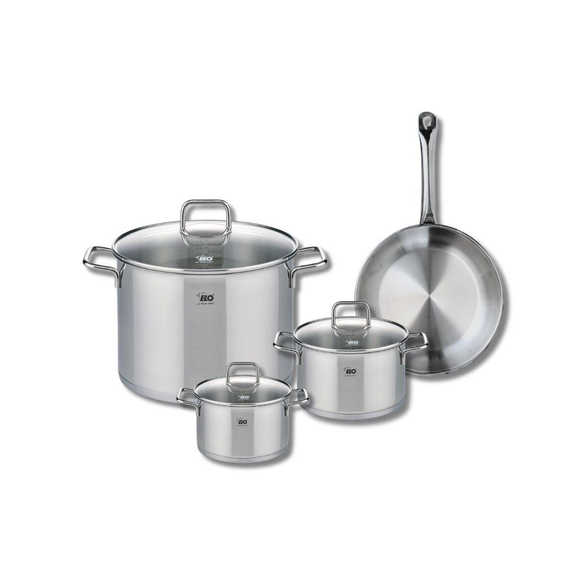 ELO Ensemble de 1 Poêle de cuisson 24 cm et 3 faitouts 14, 16 et 26 cm Elo Profi Citrin