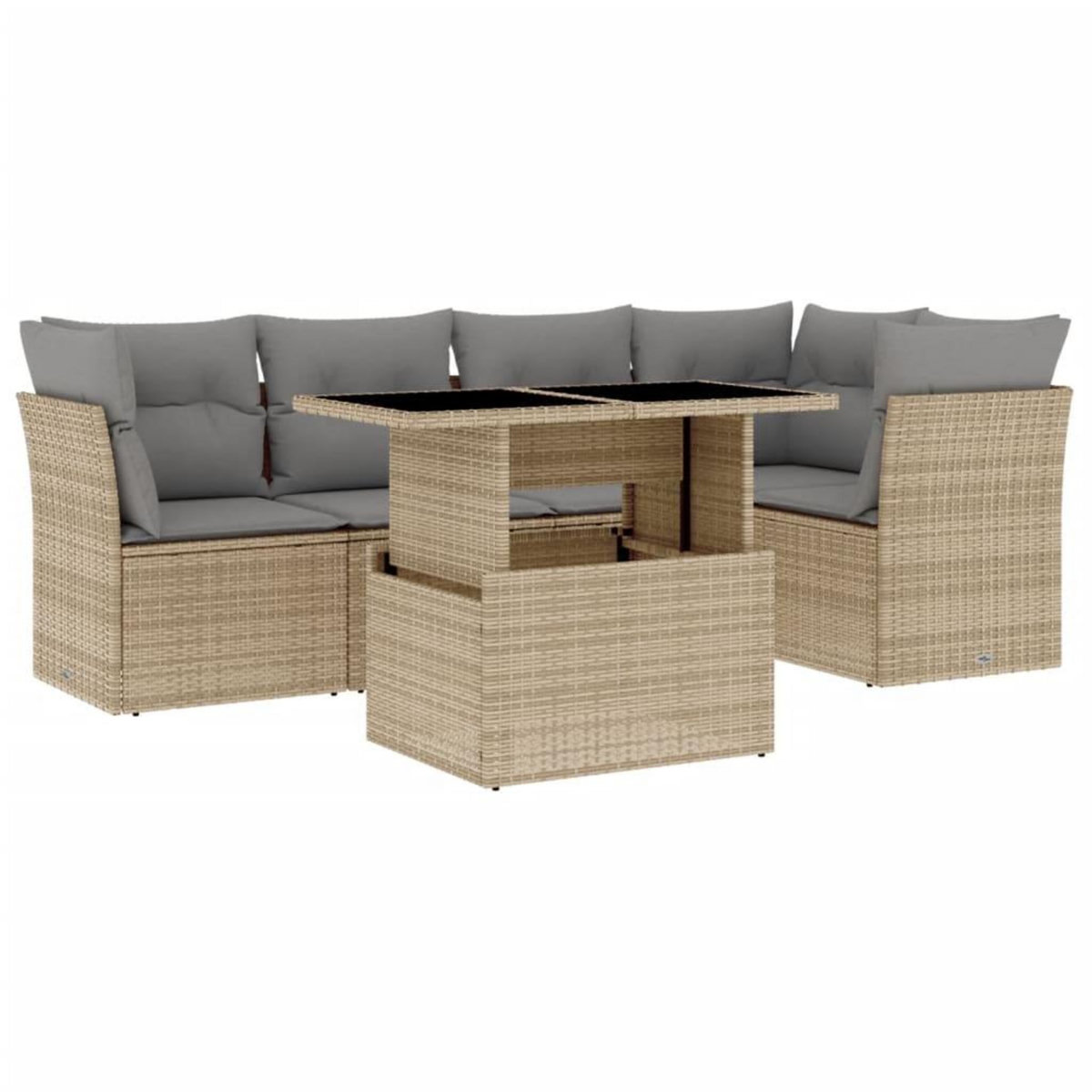 VIDAXL Salon de jardin avec coussins 6 pcs beige resine tressee