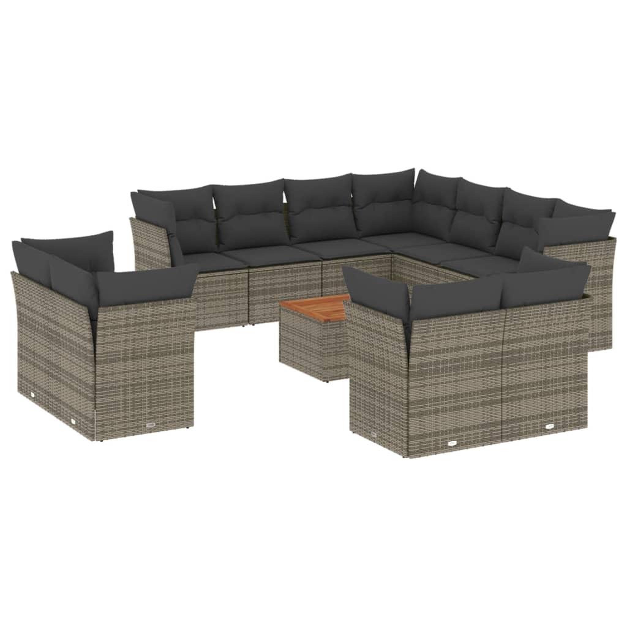 Voir la diapositive 2 : VIDAXL Salon de jardin avec coussins 12 pcs gris resine tressee