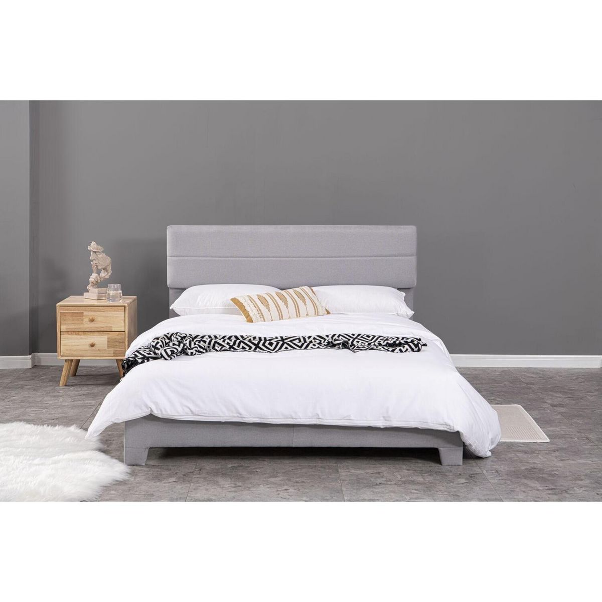 CONCEPT USINE Lit design 160x200 gris LINCOLN