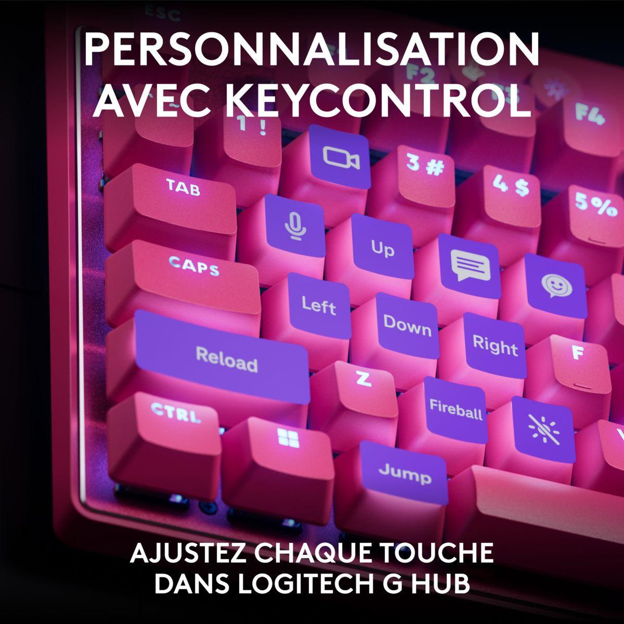 Voir la diapositive 5 : Logitech Clavier gamer g pro x tkl rapid magenta
