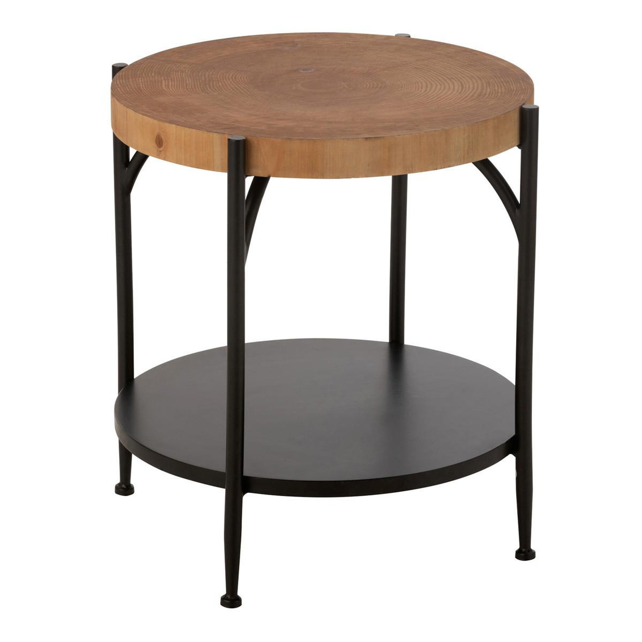 J-LINE Table d'appoint avec étagère  mia  50cm naturel & noir