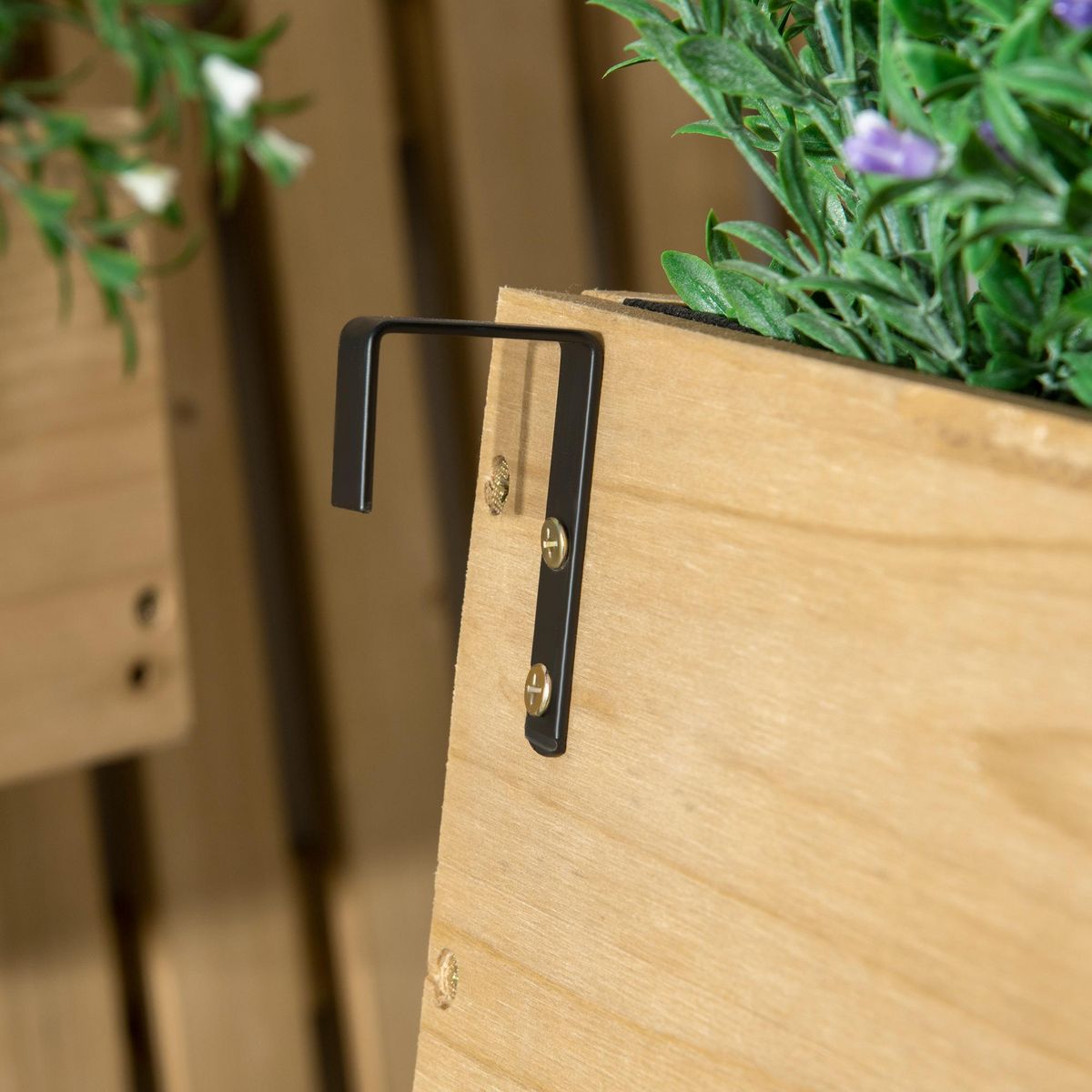 OUTSUNNY Jardinière murale avec treillis - lot de 3 jardinières murales - dim. 60L x 16l x 80H cm - bois sapin pré-huilé