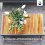 Voir la diapositive 6 : OUTSUNNY Salon de jardin design modulable 4 places 3 pièces acier coussins gris étagère plateau bois acacia