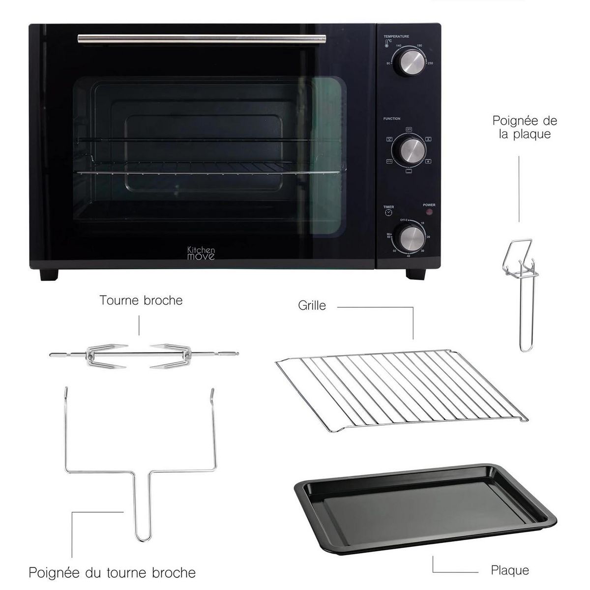 Kitchen move Four multifonction chaleur tournante 48l 1800w noir - bat-48rc