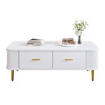 MERAX Table basse rectangulaire blanc avec 4 tiroirs - 51x105 cm mdf
