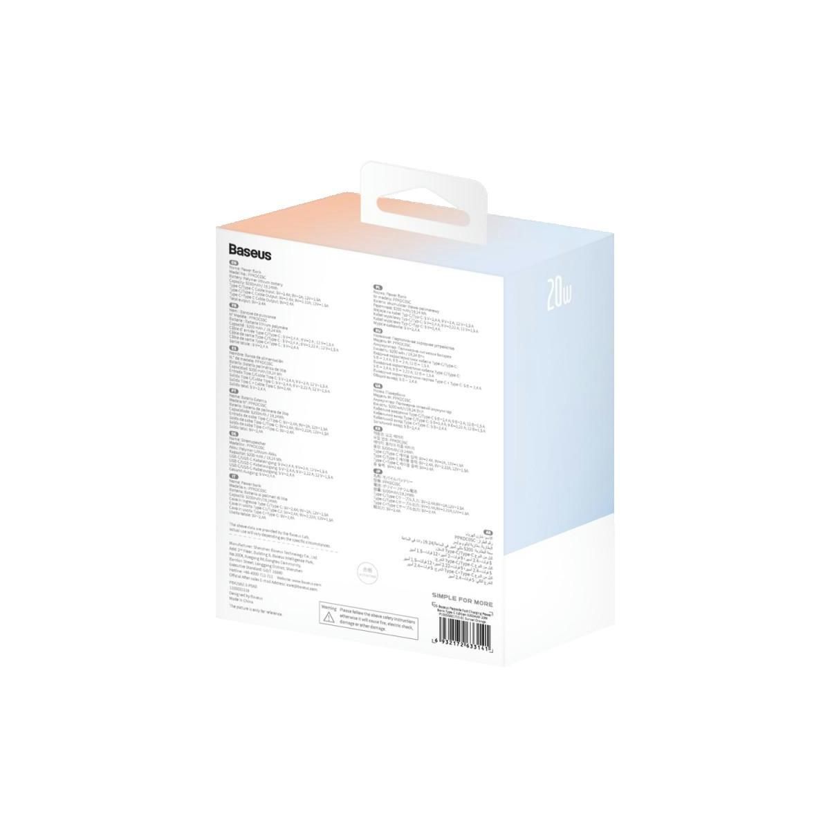 BASEUS Batterie de secours Baseus Popsicle 5200mAh avec charge rapide 20W