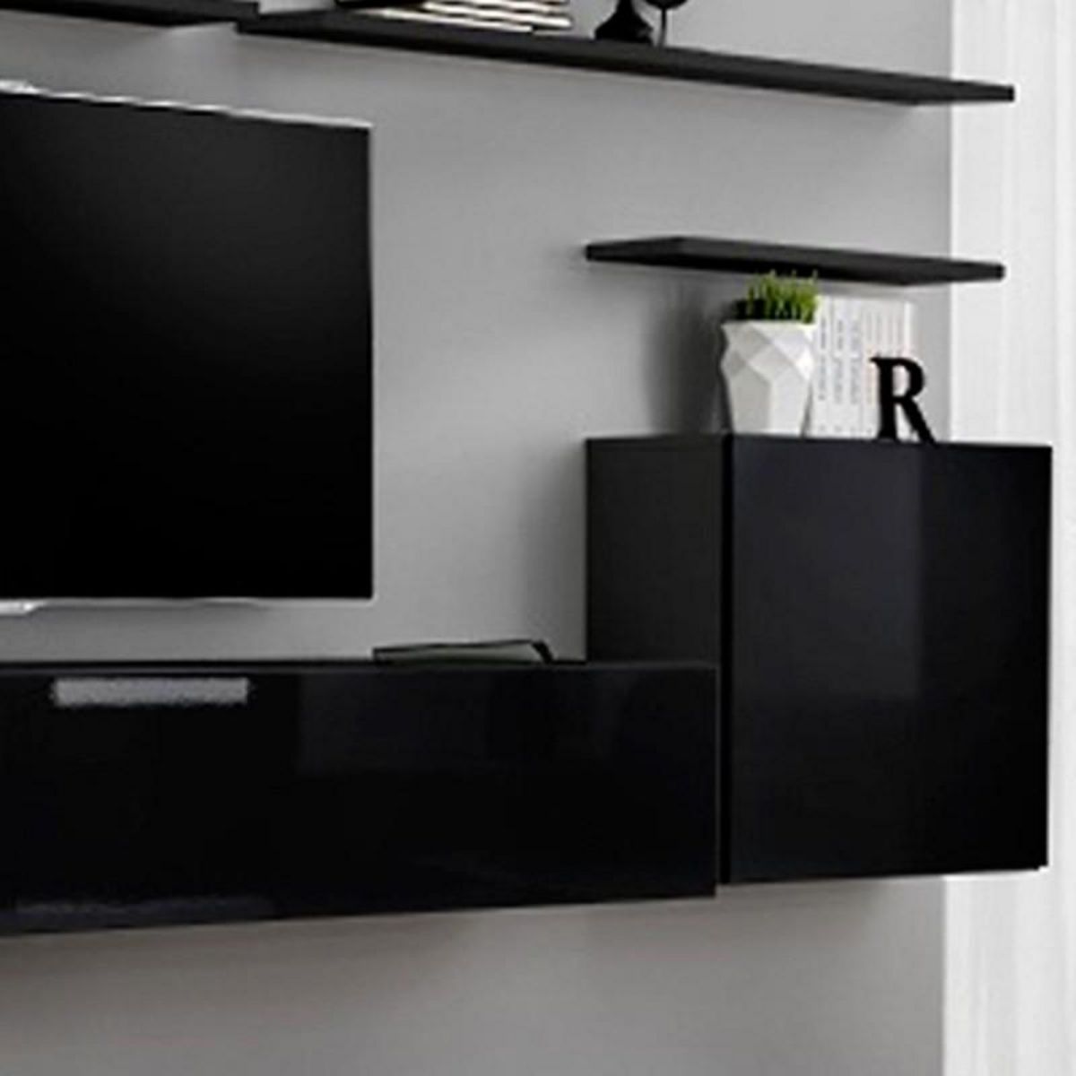 Paris Prix Meuble TV Mural Design  Switch I  330cm Noir