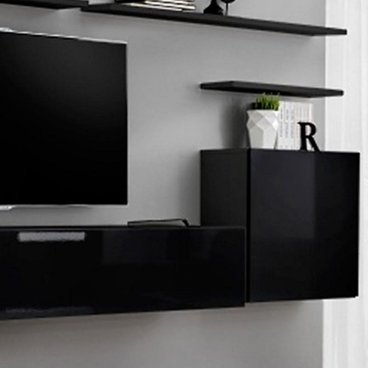Paris Prix Meuble TV Mural Design  Switch I  330cm Noir