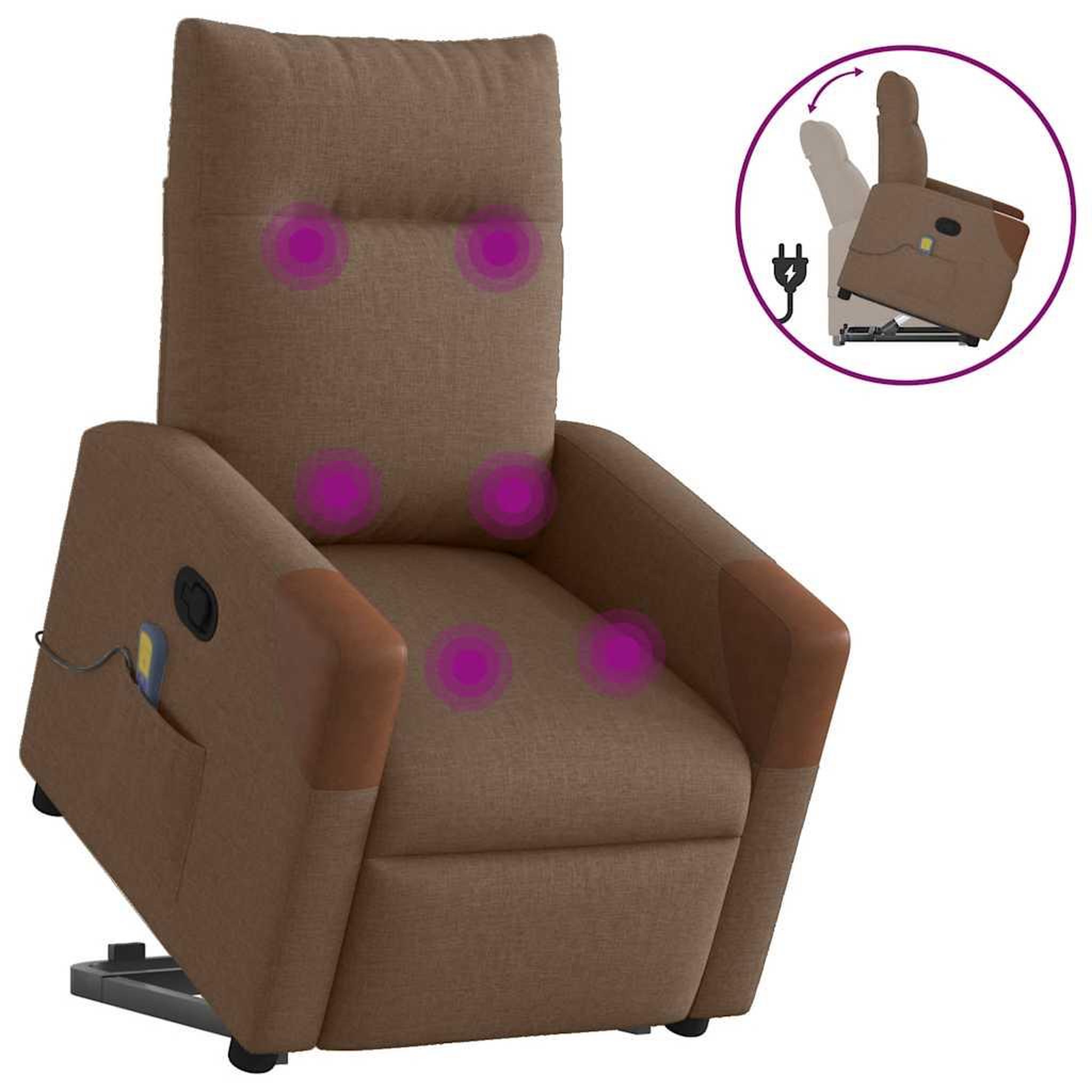VIDAXL Fauteuil de massage inclinable Marron Tissu