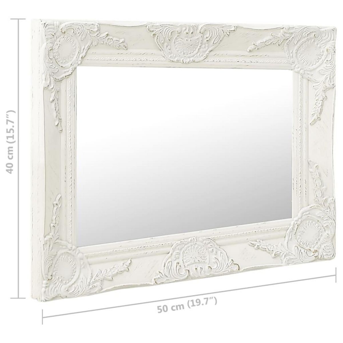VIDAXL Miroir mural style baroque 50x40 cm Blanc