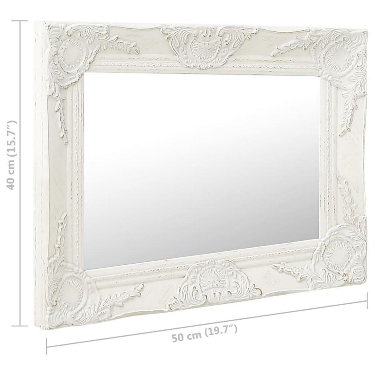 VIDAXL Miroir mural style baroque 50x40 cm Blanc