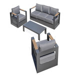 DCB GARDEN Salon de jardin 5 places en aluminium et accoudoirs en HPL