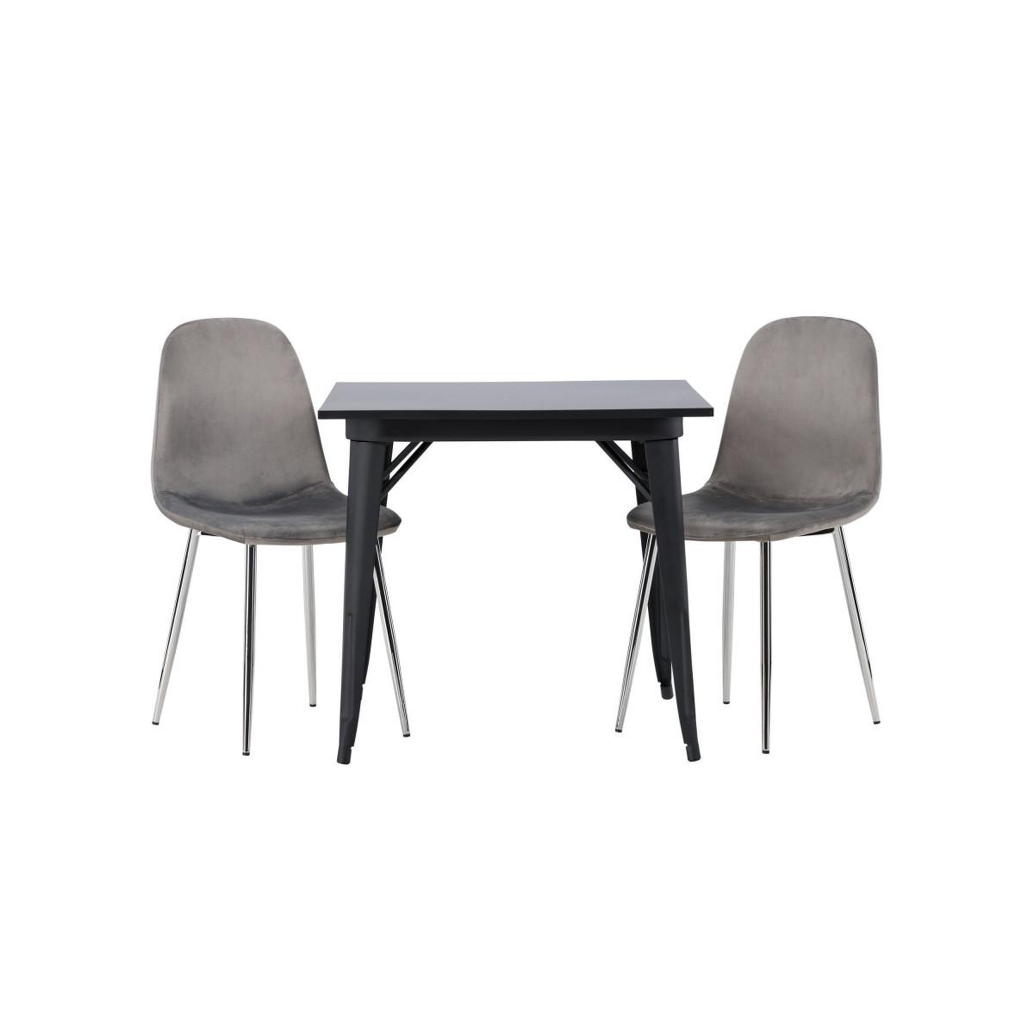 Voir la diapositive 2 : Paris Prix Ensemble table à manger & 2 chaises  tempe & eva  80cm noir & gris
