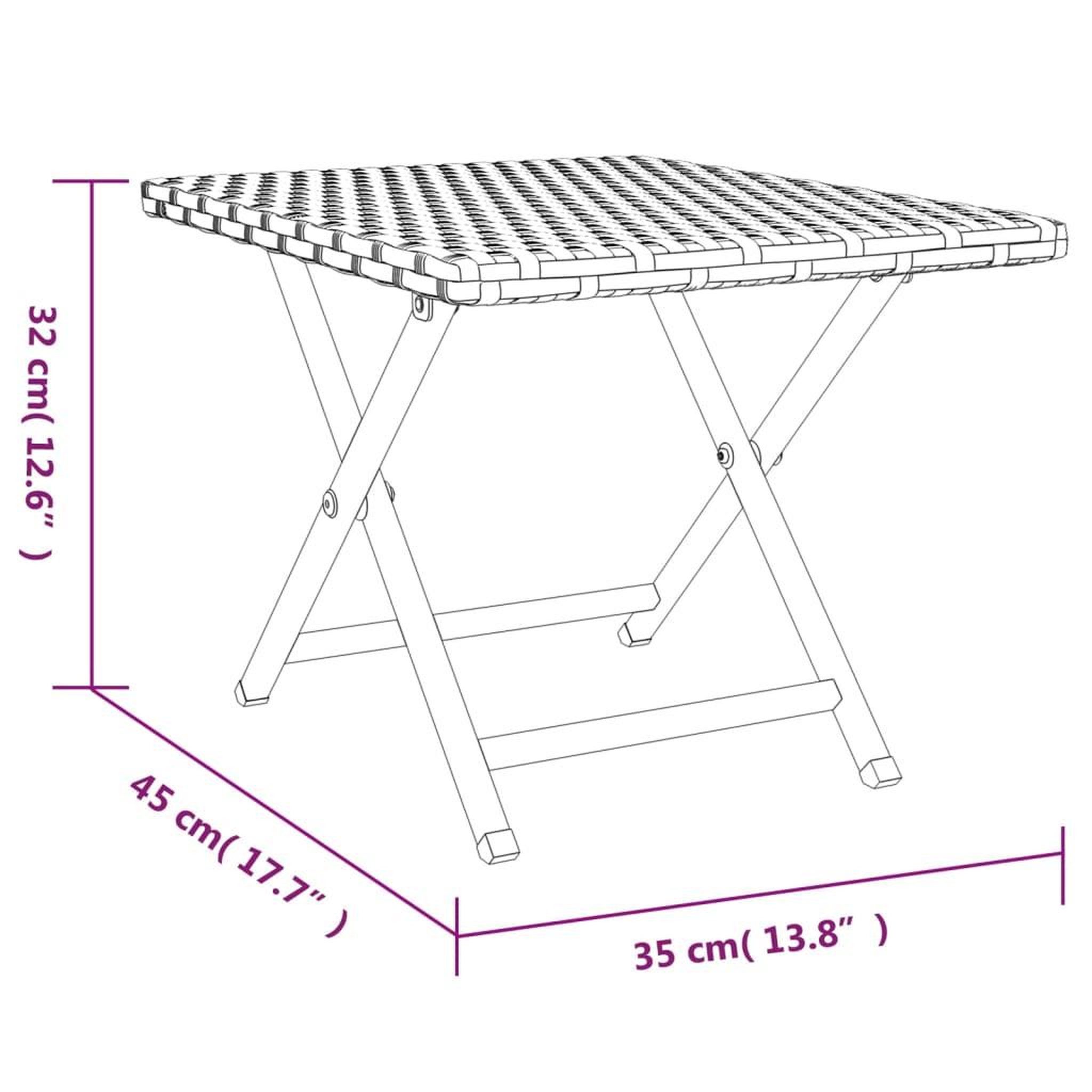 Voir la diapositive 6 : VIDAXL Table pliable noir 45x35x32 cm resine tressee