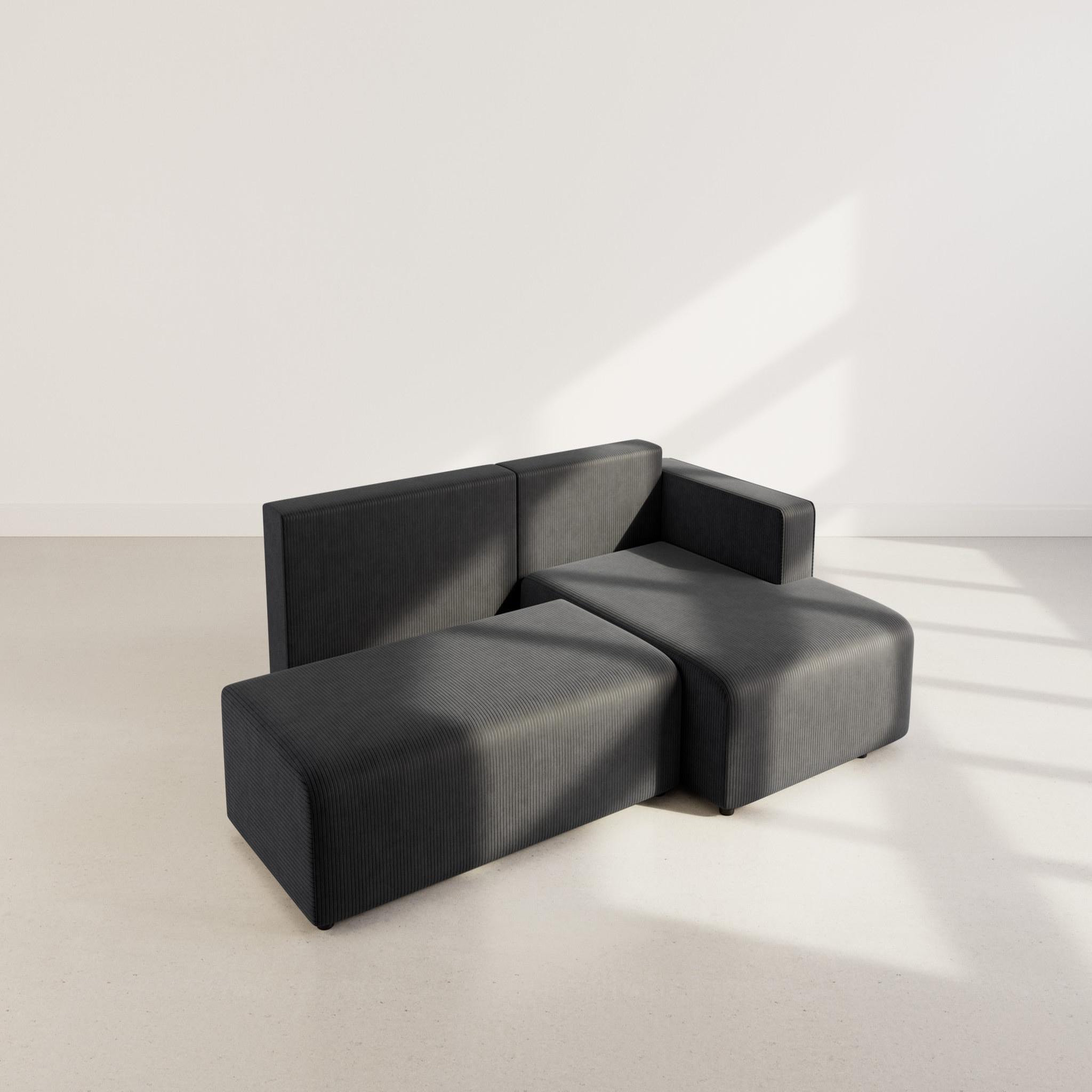 Voir la diapositive 3 : BEST MOBILIER Topaze - canapé d'angle droit 4 places convertible avec coffre en velours côtelé