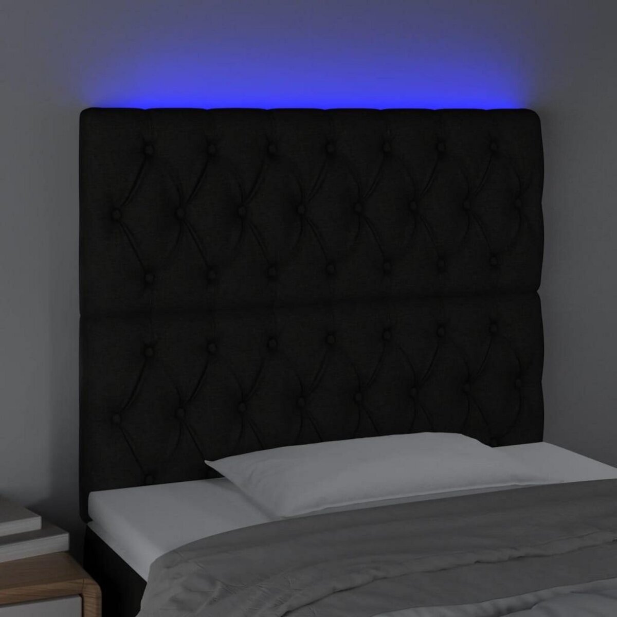 VIDAXL Tete de lit a LED Noir 100x7x118/128 cm Tissu