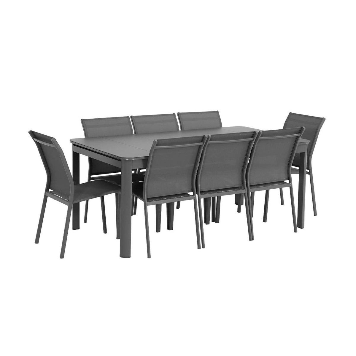 SWEEEK Table de jardin extensible aluminium + 8 assises anthracite - Soria / Buffalo