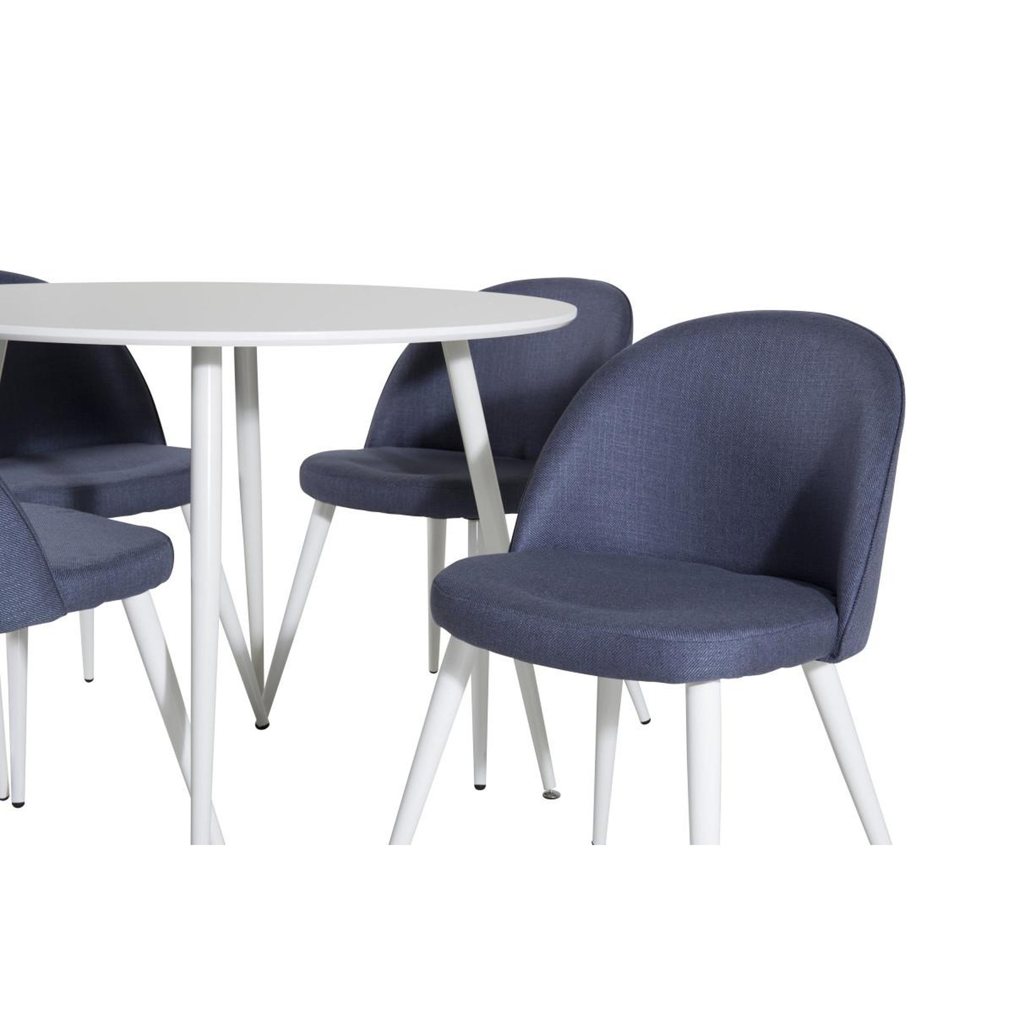 Voir la diapositive 2 : Paris Prix Ensemble table à manger & 4 chaises  plaza i & velvet  100cm blanc & bleu