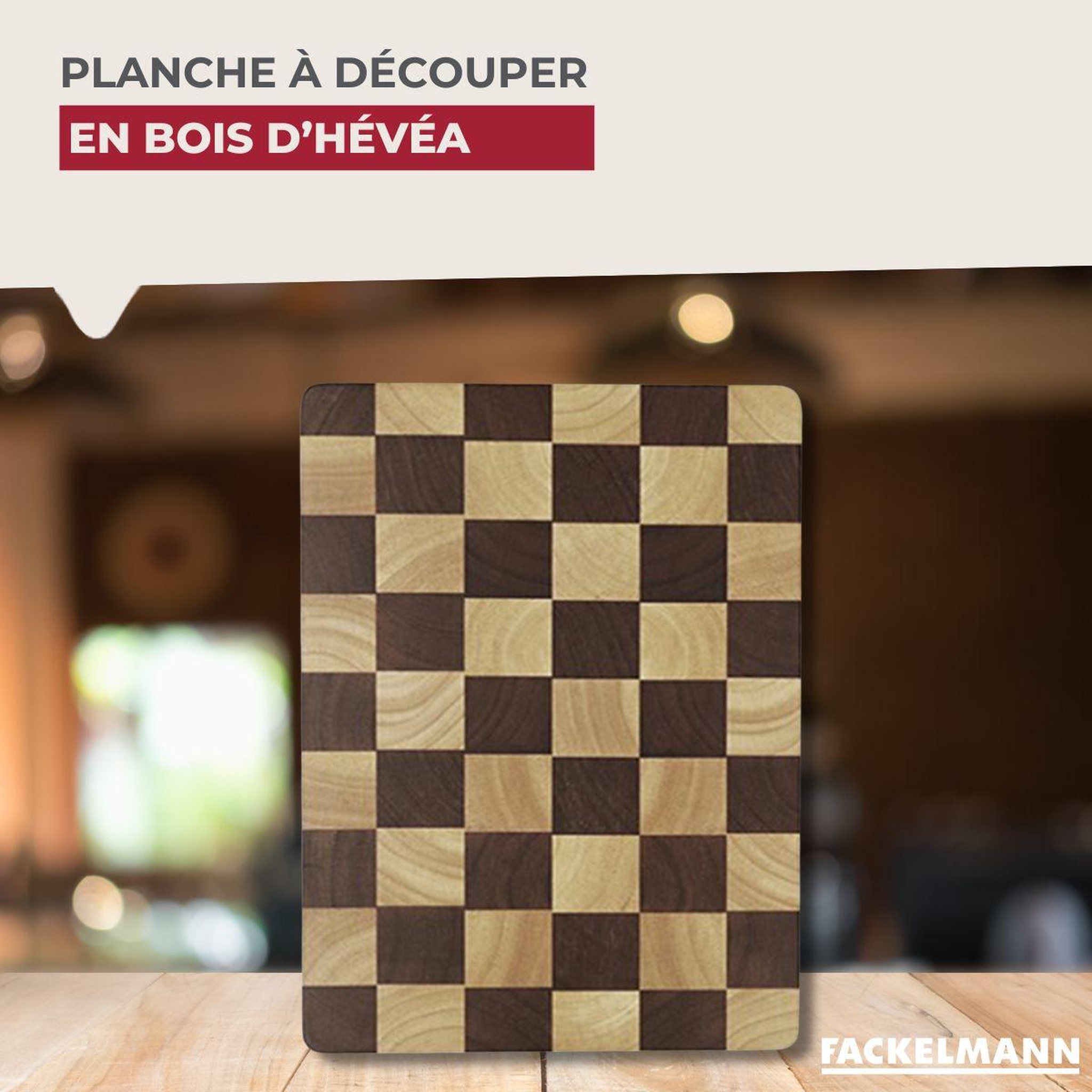 Voir la diapositive 2 : Fackelmann Planche à découper en hévéa Fackelmann Boissellerie