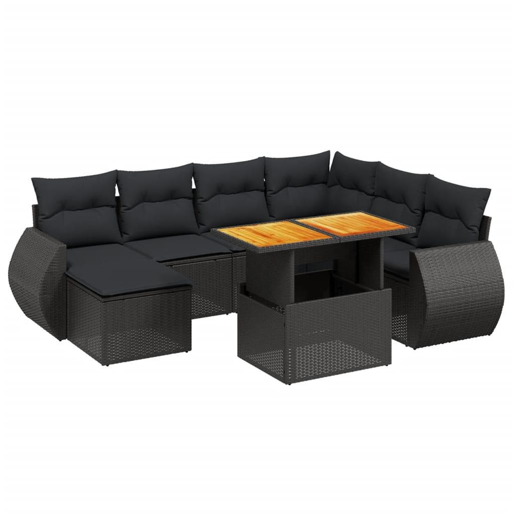 Voir la diapositive 2 : VIDAXL Salon de jardin 8 pcs avec coussins noir resine tressee
