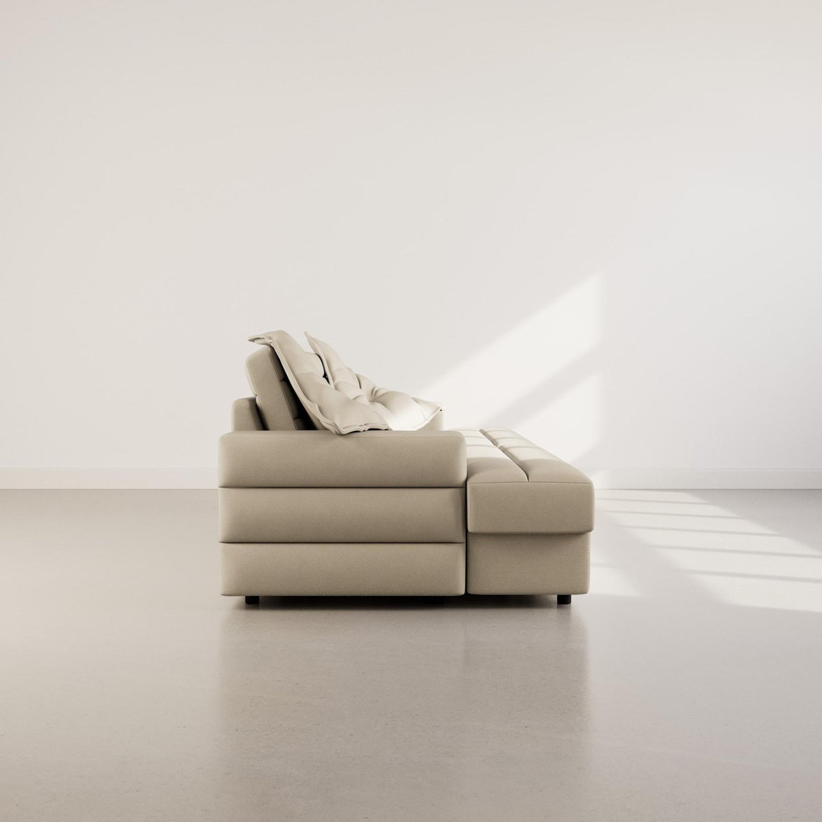 LISA DESIGN Loredana - canapé droit 4 places double méridienne - assise profonde - en tissu texturé