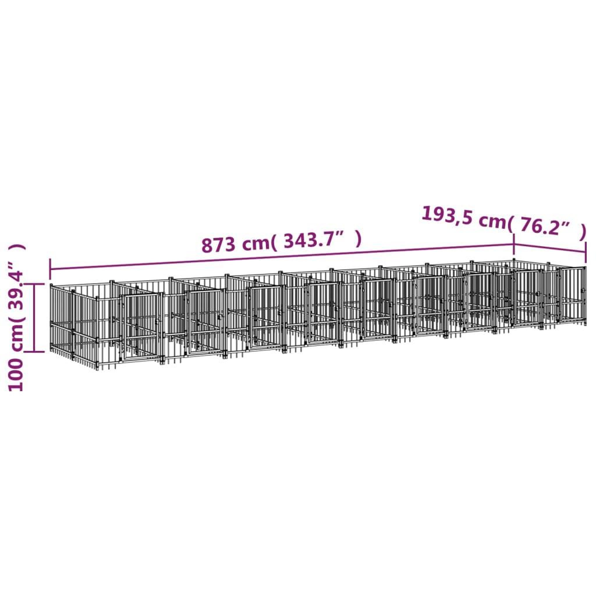 Voir la diapositive 6 : VIDAXL Chenil d'exterieur pour chiens Acier 16,89 m²