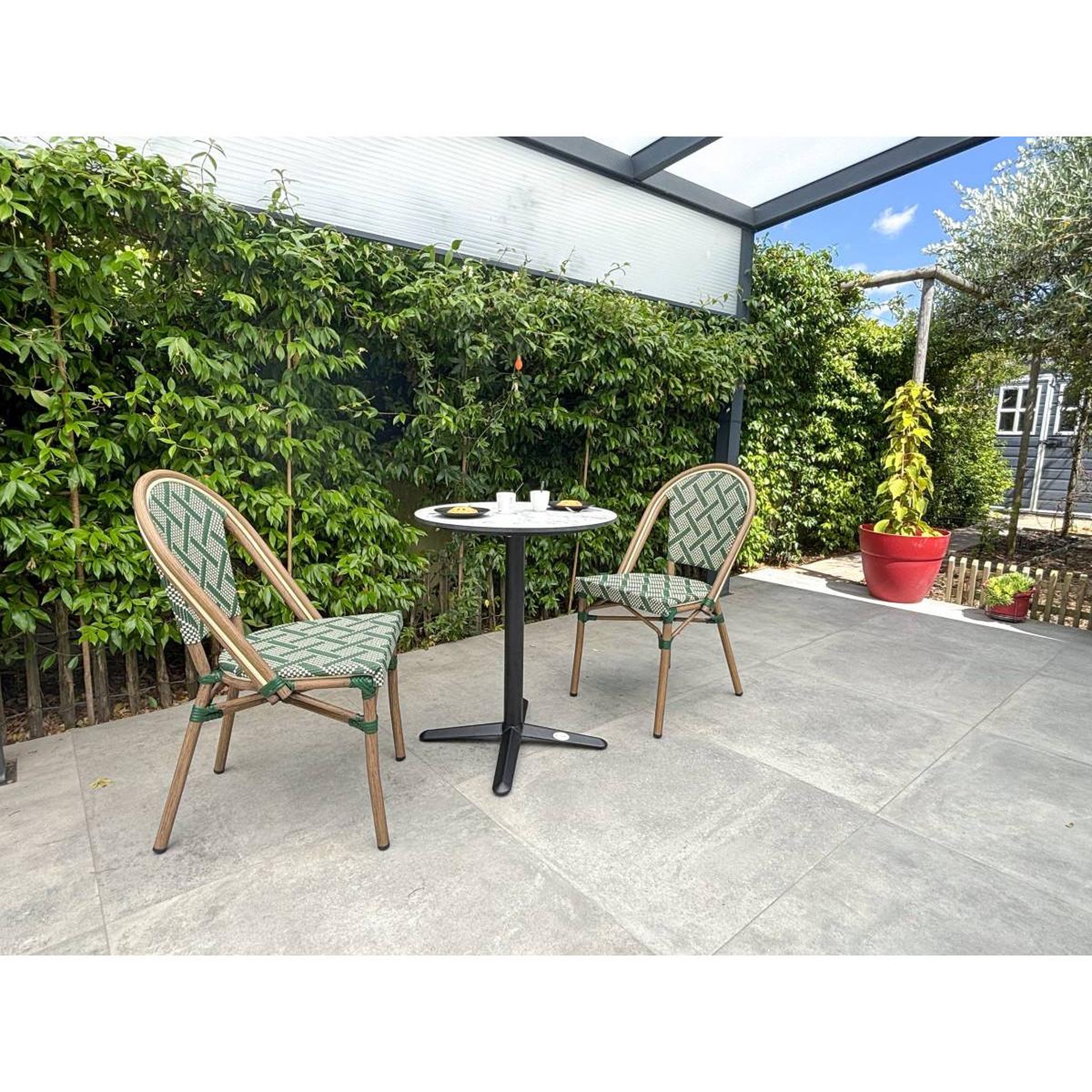 Voir la diapositive 3 : Paris Prix Ensemble table de jardin & 2 chaises  bistro  60cm vert