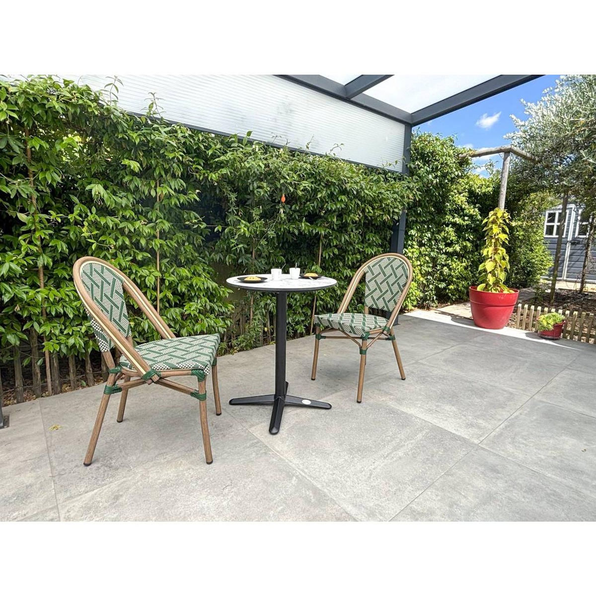 Paris Prix Ensemble Table de Jardin & 2 Chaises  Bistro  60cm Vert
