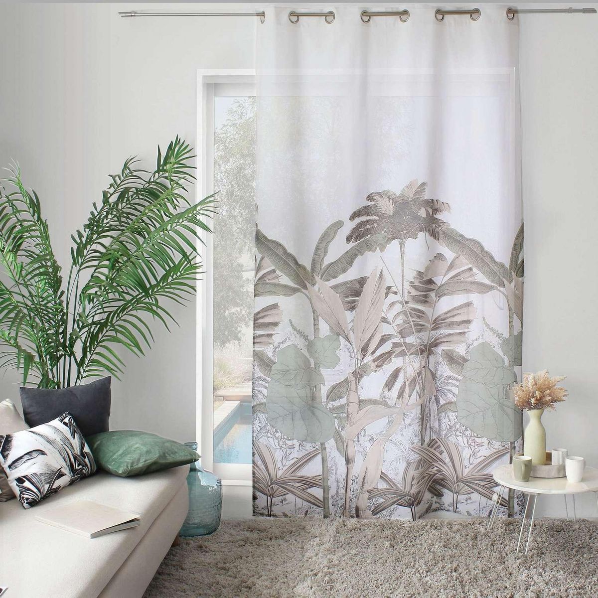 TOILINUX Rideau Milano motifs jungle - 140 x 240 cm - Multicolore