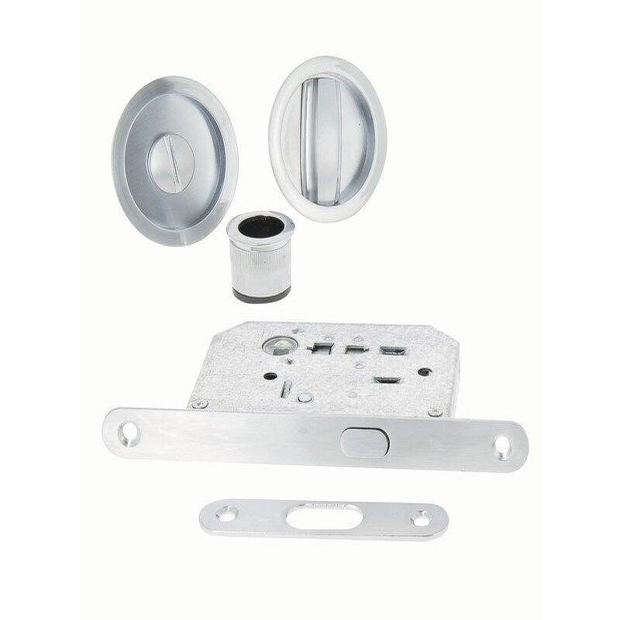 CENTRALE BRICO Kit de poignées porte coulissante rond zamak nickelé gris