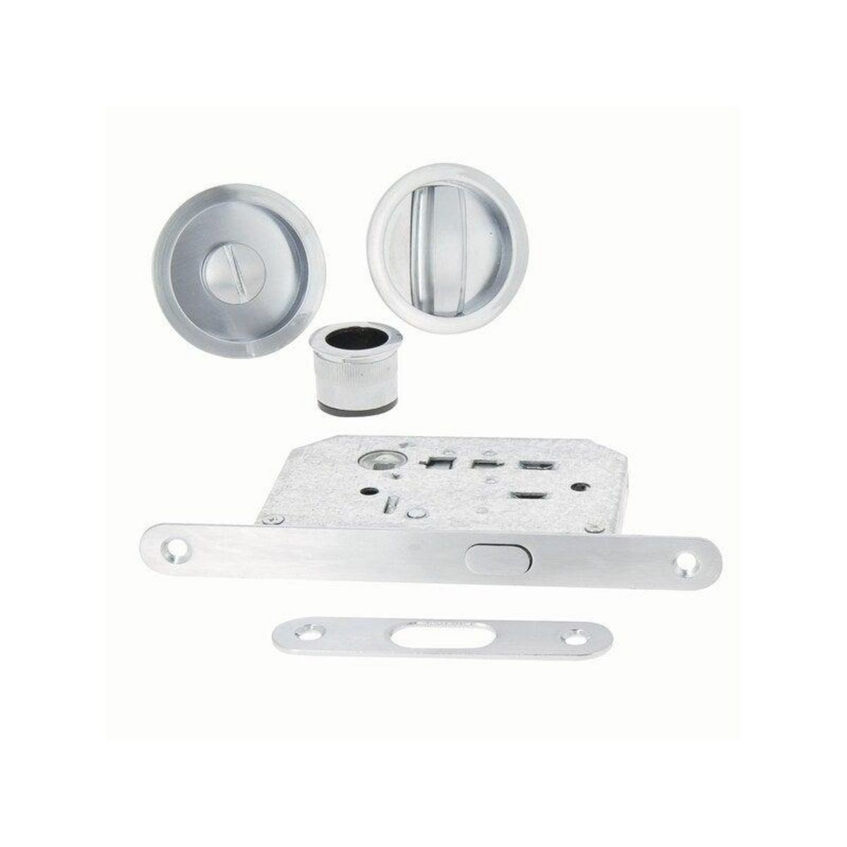 CENTRALE BRICO Kit de poignées porte coulissante rond zamak nickelé gris