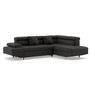 Voir la diapositive 2 : BEST MOBILIER Margaux - canapé d'angle droit 5 places convertible avec coffre et têtières réglables en velours texturé
