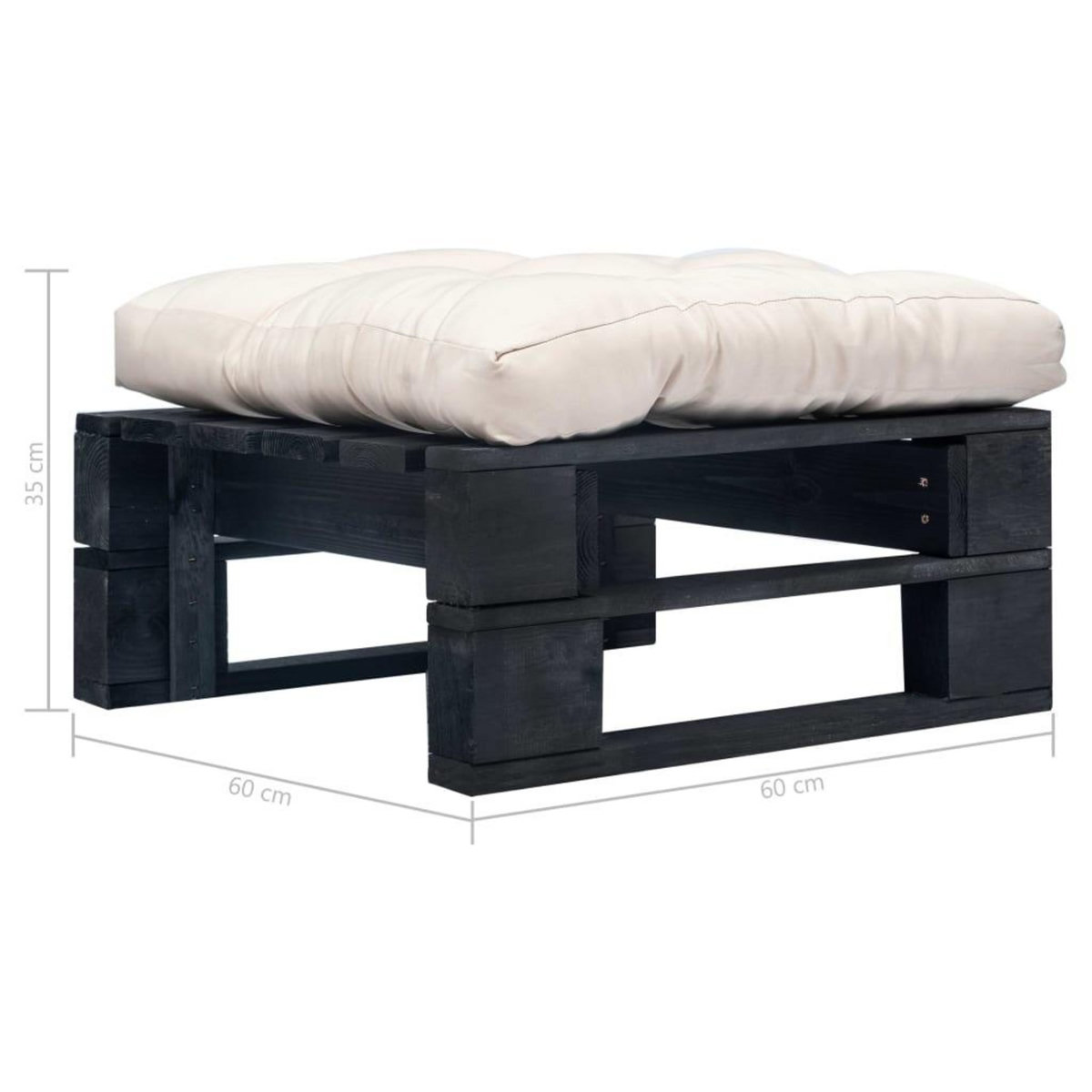 VIDAXL Repose-pied palette de jardin et coussin sable Bois noir