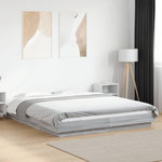 VIDAXL Cadre de lit et lumieres LED sans matelas sonoma gris 150x200cm