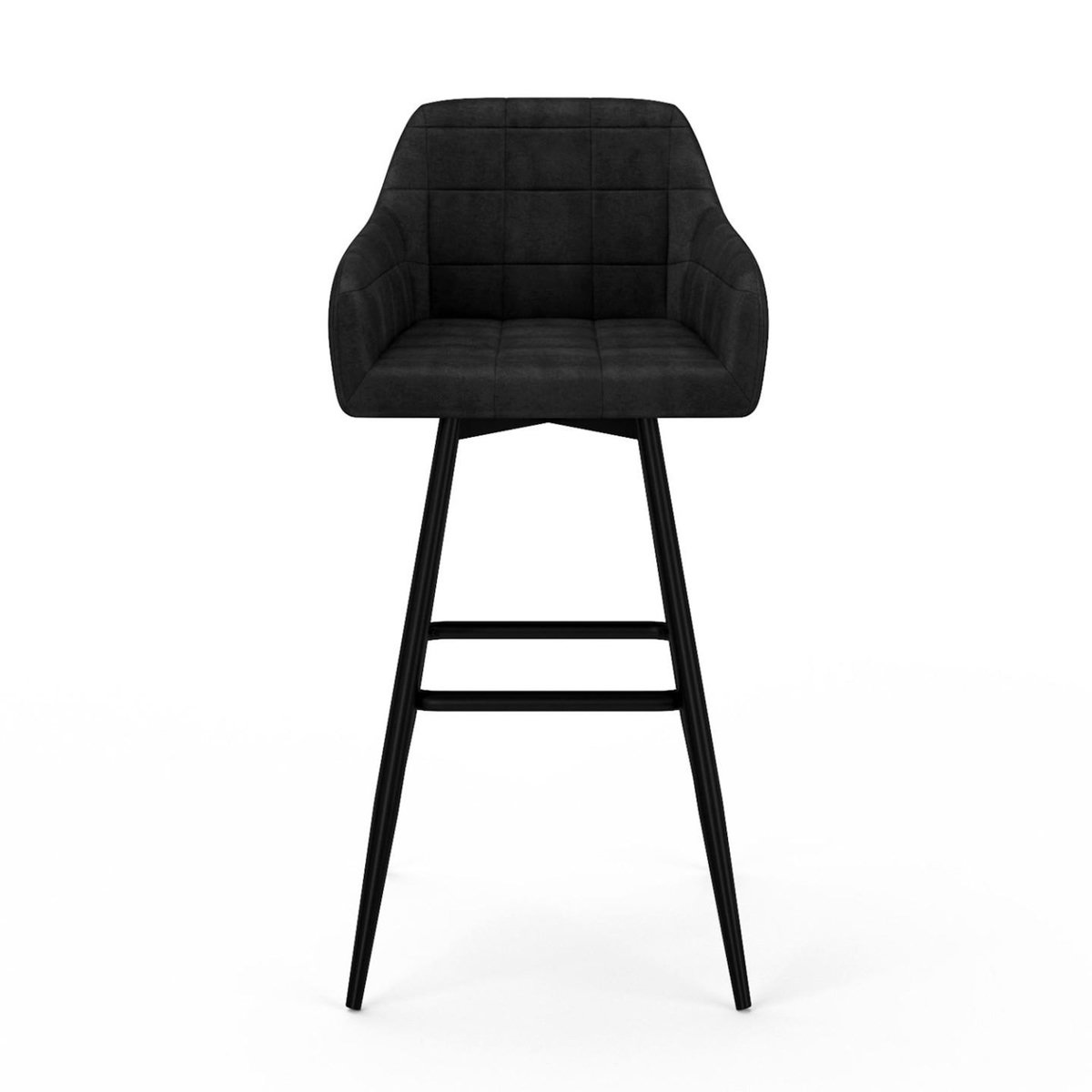 ID MARKET Lot de 4 tabourets de bar MADY avec accoudoirs en velours noir