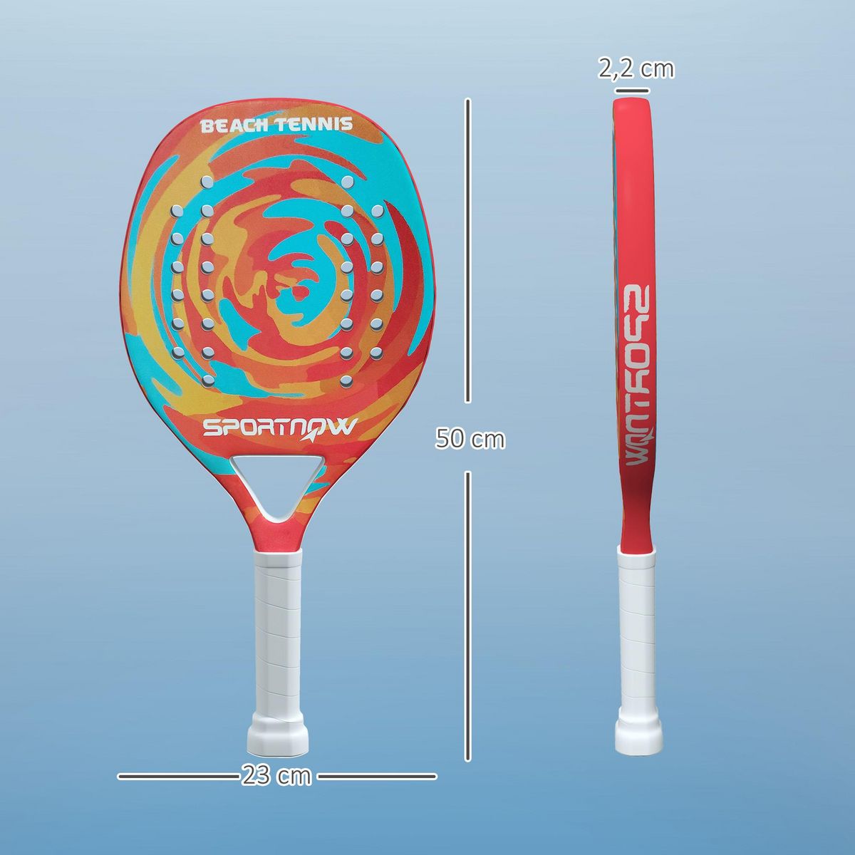 HOMCOM Raquette de beach tennis - sac transport inclus - cadre fibre de carbone mousse EVA haute densité