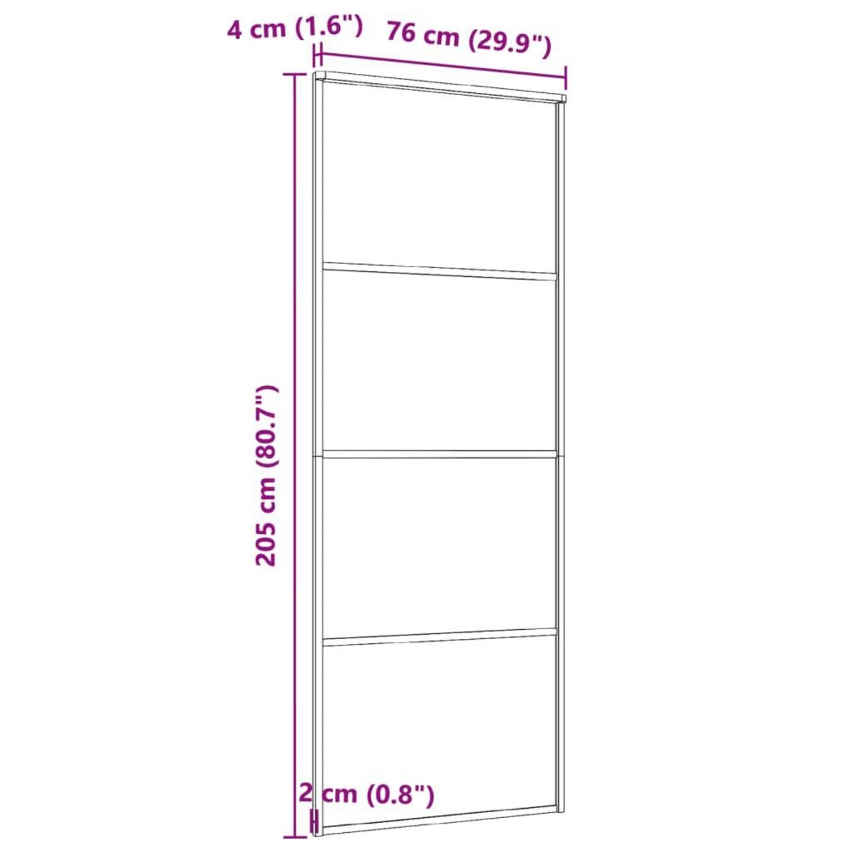 VIDAXL Porte coulissante Verre ESG depoli et aluminium 76x205 cm Noir