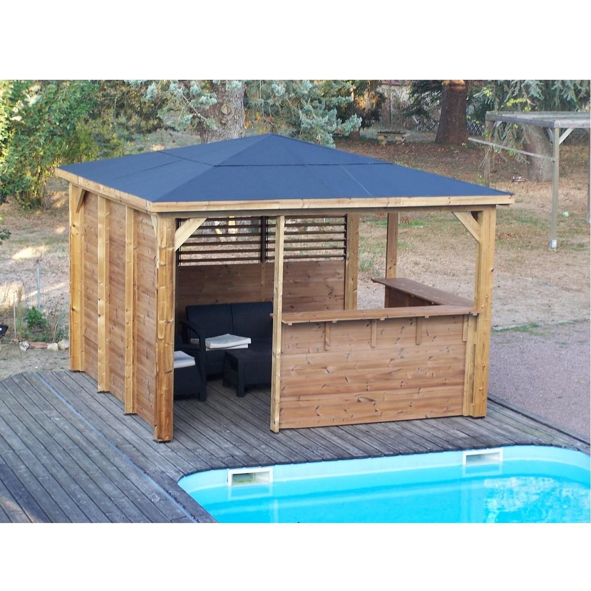 Habrita Pool house - Deux parois avec comptoirs - 14,36m² - BLUETERM