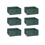 TOILINUX Lot de 6 boîtes de rangement en velours MIX 'N MODUL - L.31 x l.31 x H.15 cm - Kaki